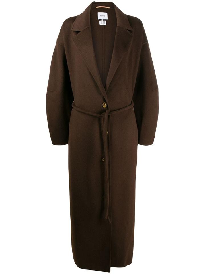 Nanushka Tube Belt Maxi Coat - Brown