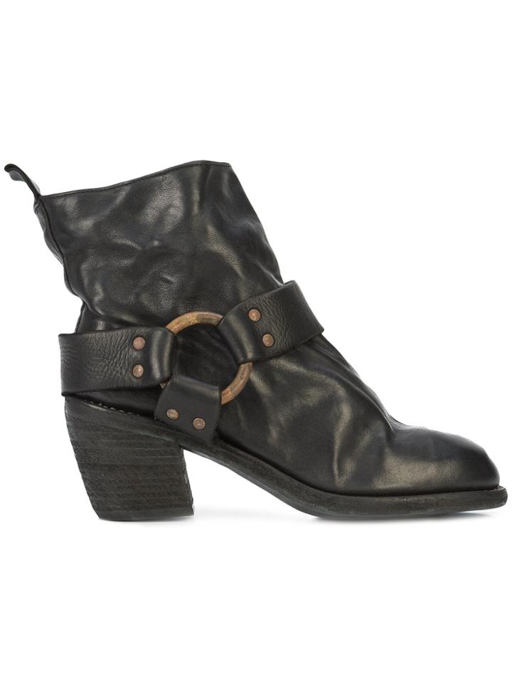Guidi Brass Hardware Mid-heel Boot - Black