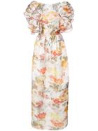 Rosie Assoulin Floral Print Puff Sleeve Dress - White