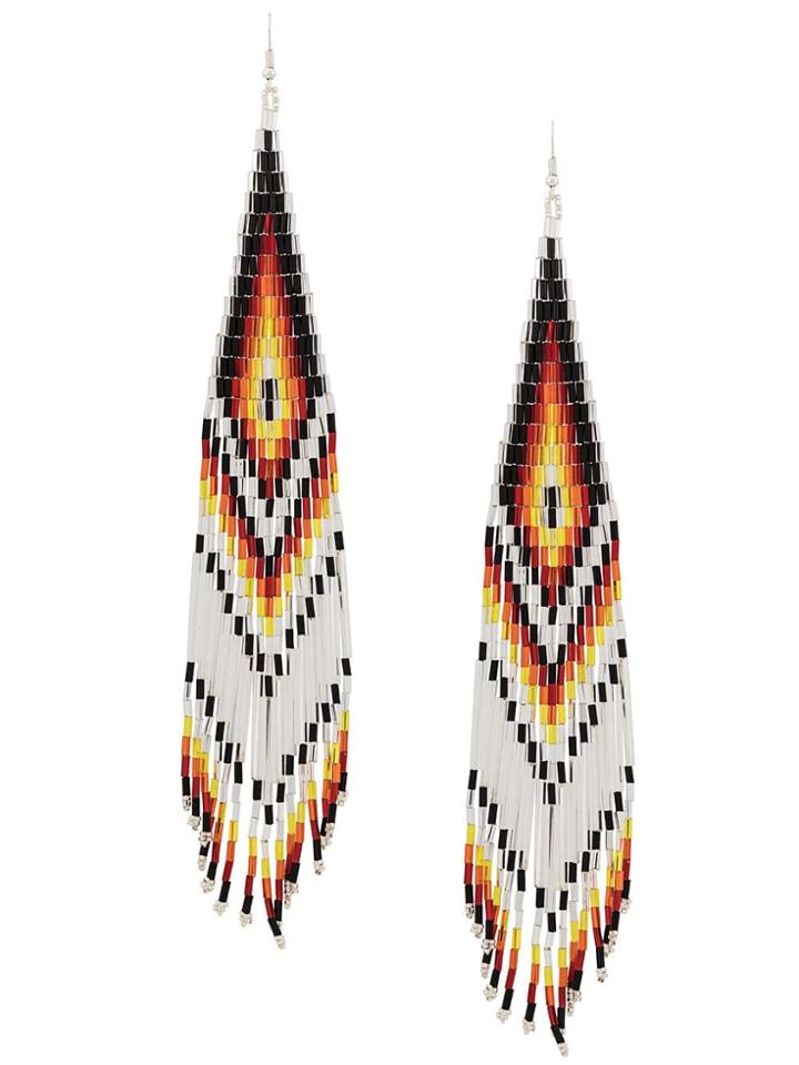 Jessie Western Beaded Long Earrings - Black