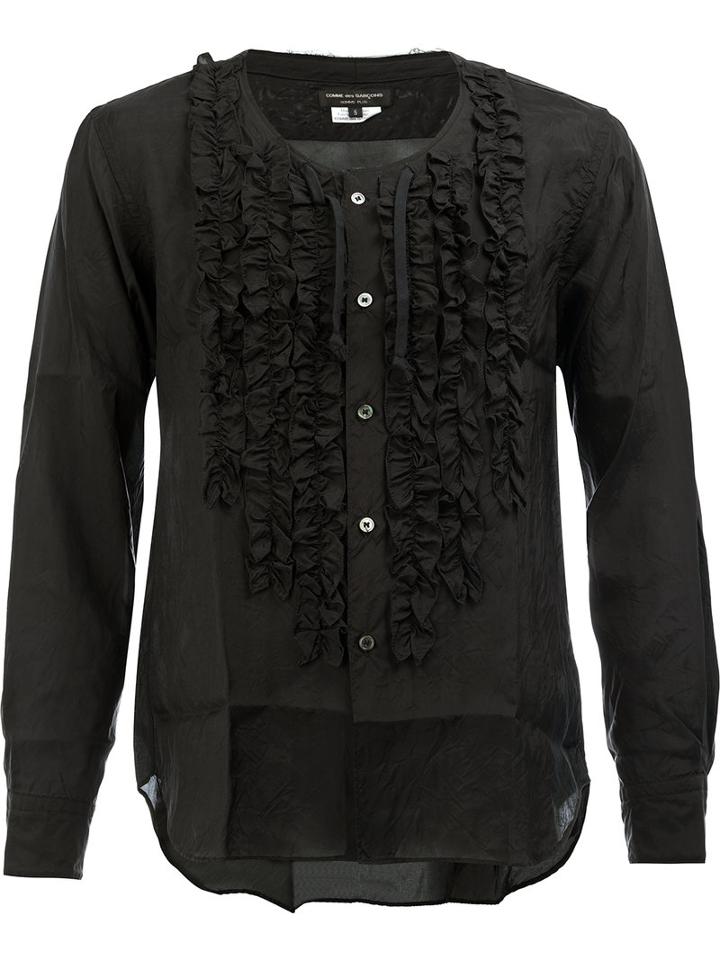 Comme Des Garçons Homme Plus Ruffled Panel Shirt, Men's, Size: Medium, Black, Cupro