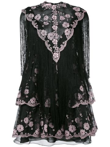 Giamba - Frayed Lace Dress - Women - Silk/polyester/acetate - 38, Black, Silk/polyester/acetate