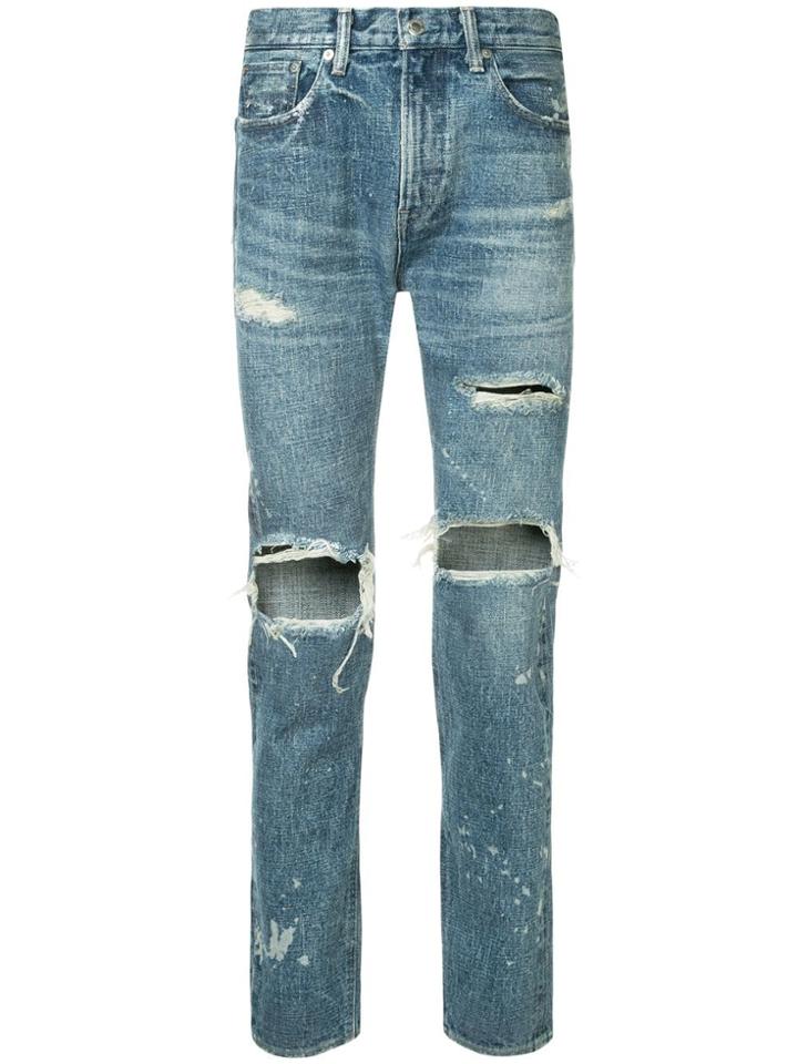 Monkey Time Distressed Slim-fit Jeans - Blue