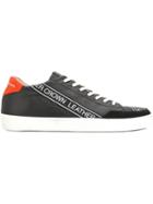 Leather Crown Logo Print Sneakers - Black