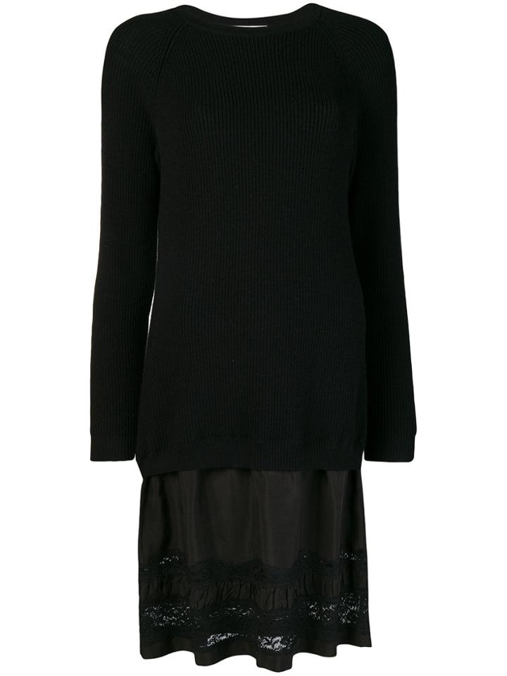 Moschino Lace-panelled Sweater Dress - Black