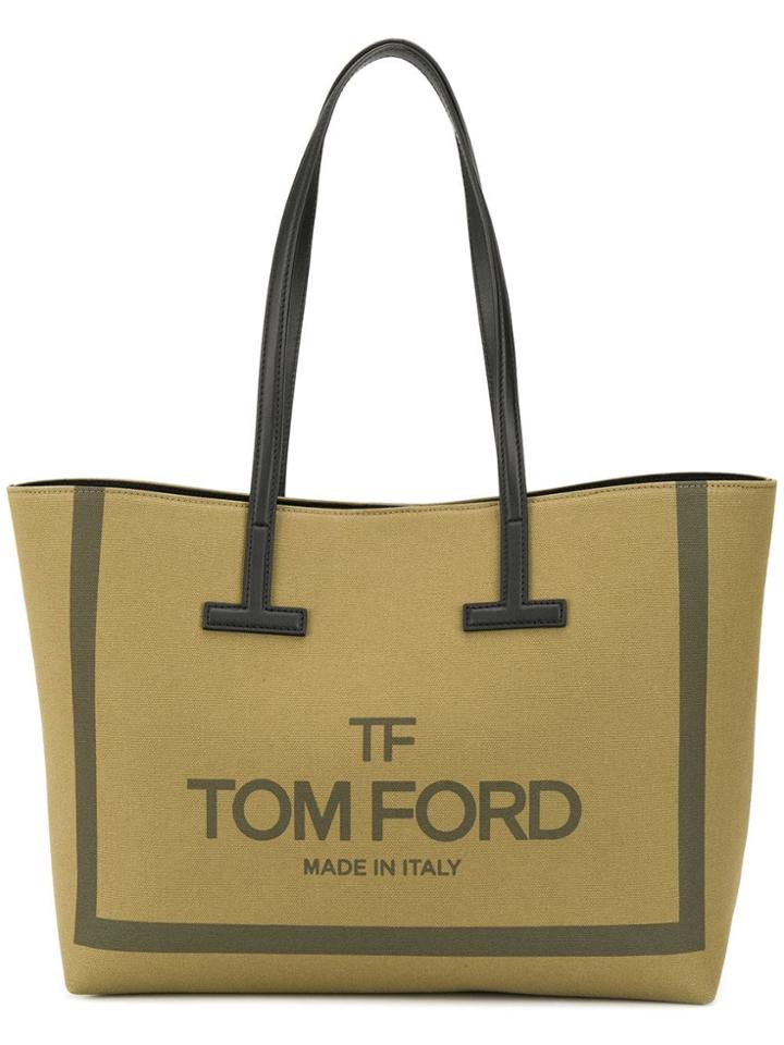 Tom Ford Medium T Logo Tote Bag - Green