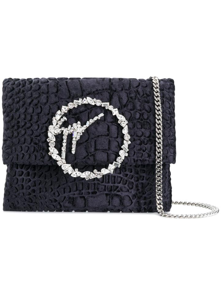 Giuseppe Zanotti Design Crocodile Embossed Embellished Buckle Bag -
