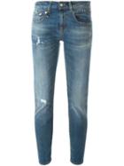 R13 Skinny Fit Distressed Jeans, Women's, Size: 25, Blue, Cotton/spandex/elastane
