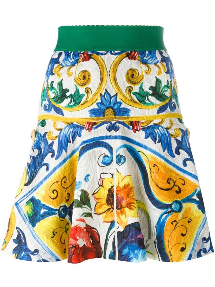 Dolce & Gabbana Majolica Print Brocade Skirt