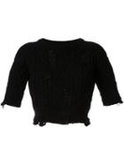 Miharayasuhiro Distressed Cable Knit Jumper, Women's, Size: 38, Black, Acrylic/wool