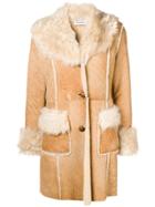 P.a.r.o.s.h. Shearling Fitted Coat - Nude & Neutrals