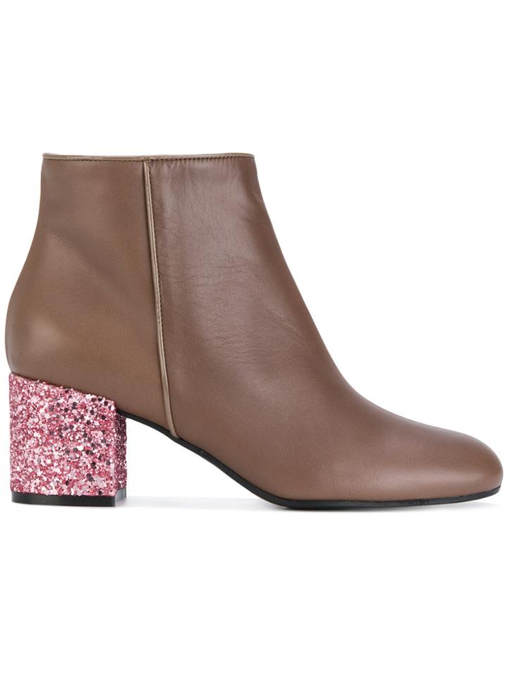 Pollini Glitter Ankle Boots - Brown