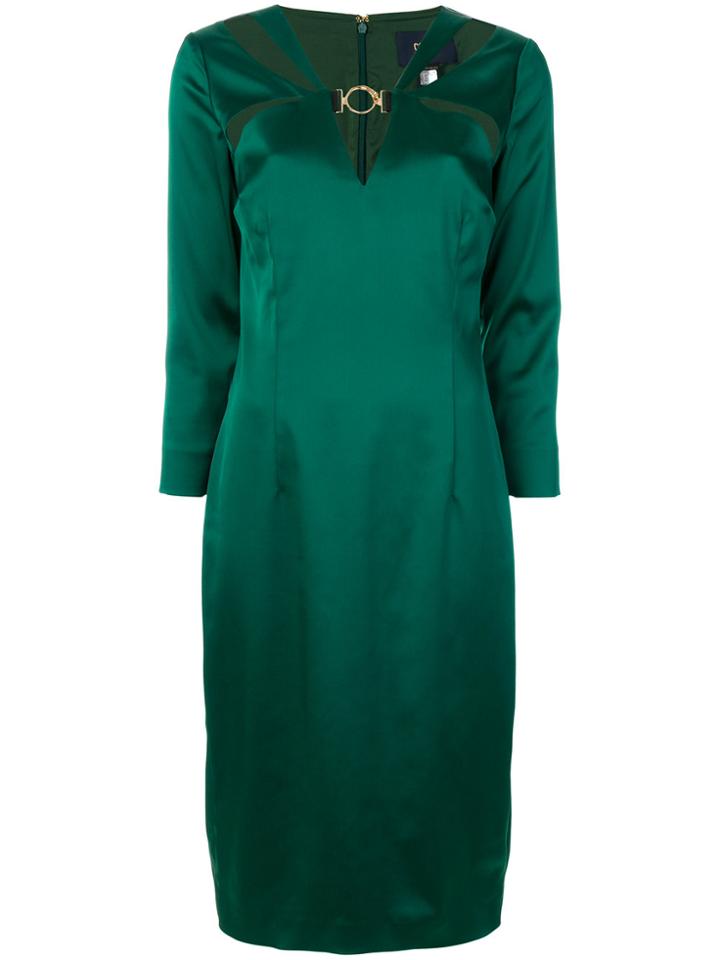 Cavalli Class Long Sleeved Cut Out Dress - Green