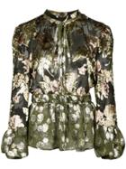 Rochas Metallic Floral Print Blouse - Black