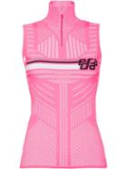 Prada Nylon Turtleneck Top With Zipper - Pink & Purple