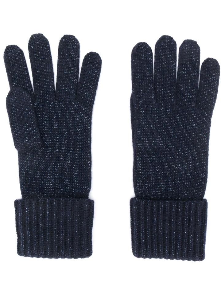 N.peal Ribbed Cashmere Glove - Blue