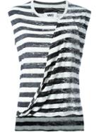 Mm6 Maison Margiela Draped Front Striped Tank Top, Women's, Size: Medium, Black, Cotton