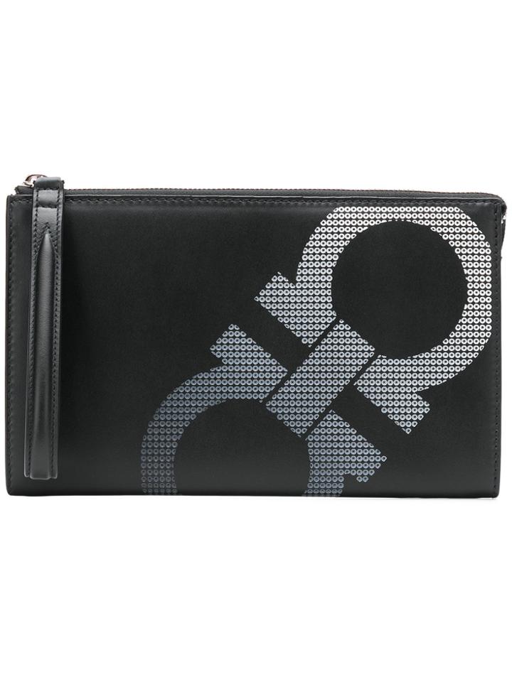 Salvatore Ferragamo Double Gancio Clutch Bag - Black