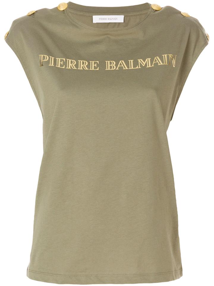 Pierre Balmain Logo Printed T-shirt - Green