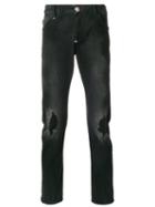 Philipp Plein - Straight Faded Wash Jeans - Men - Cotton/polyester/spandex/elastane - 30, Black, Cotton/polyester/spandex/elastane