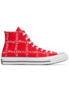 Converse X Jw Anderson Red Logo Print Sneakers