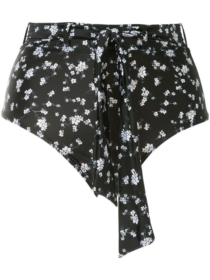 Peony Whimsy Hi Bikini Bottom - Black