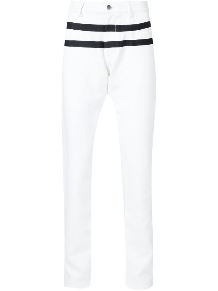 Todd Lynn Striped Jeans, Men's, Size: 48, White, Cotton