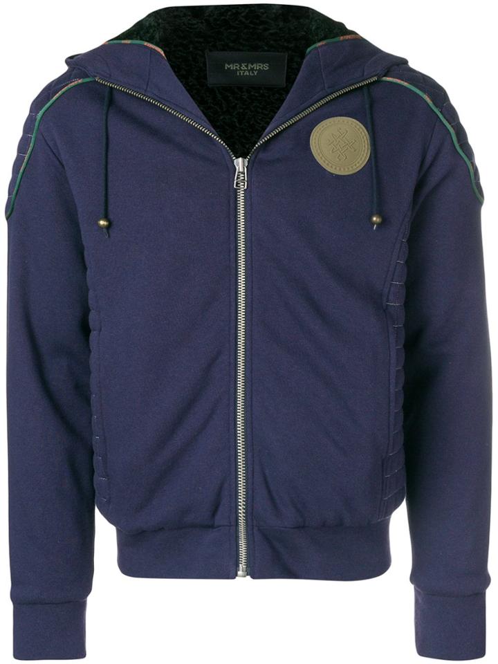 Mr & Mrs Italy Biker-panels Hoodie - Blue
