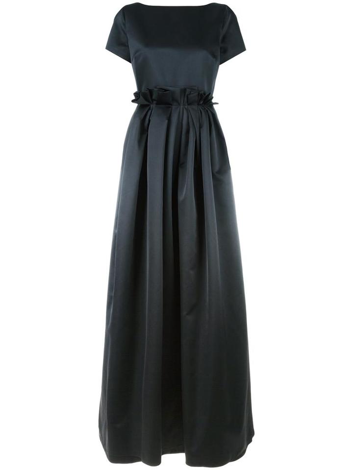 Rochas Pleated Trim Fitted Dress, Women's, Size: 42, Black, Polyester/silk