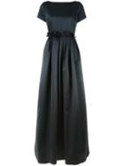 Rochas Pleated Trim Fitted Dress, Women's, Size: 42, Black, Polyester/silk