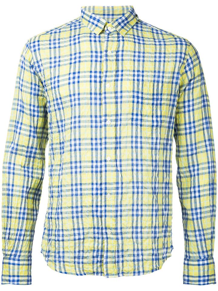 Estnation - Plaid Shirt - Men - Cotton - Xl, Yellow/orange, Cotton