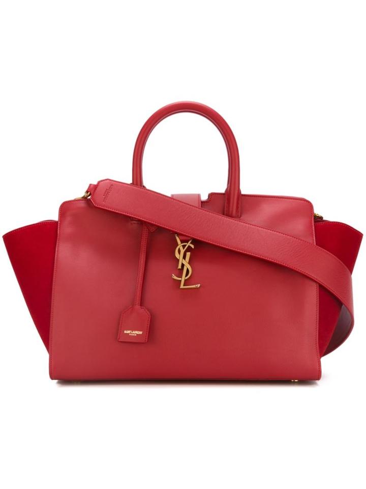 Saint Laurent Small 'cabas Monogram' Tote, Women's, Red