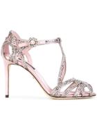 Dolce & Gabbana Embellished Satin Sandals - Pink & Purple