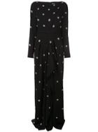 Oscar De La Renta Polka Dot Embroidered Dress - Black