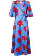 Rebecca De Ravenel Floral Print Wrap Dress - Blue
