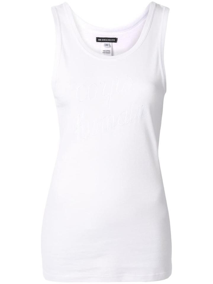 Ann Demeulemeester Slogan Print Tank Top - White