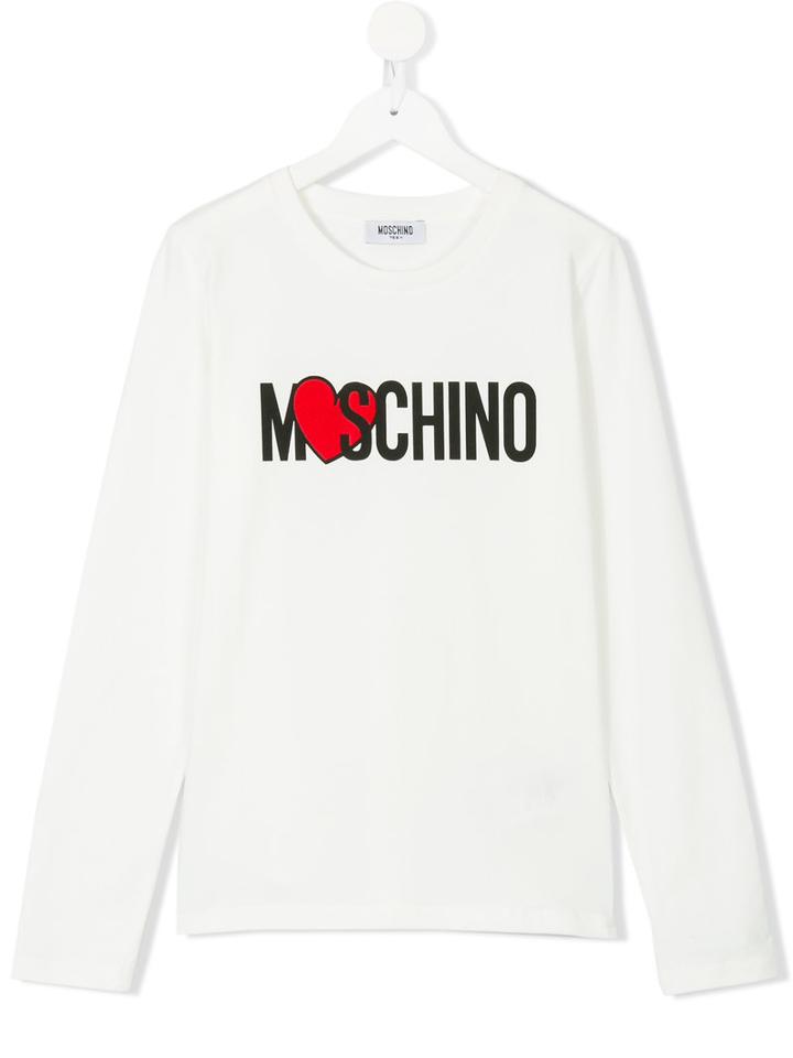 Moschino Kids - Heart Logo Top - Kids - Cotton/spandex/elastane - 14 Yrs, White