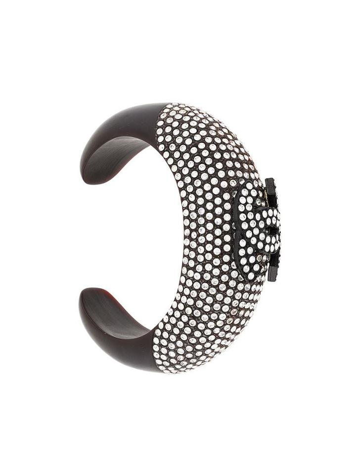 Chanel Pre-owned Crystal Logo Cuff - Brown