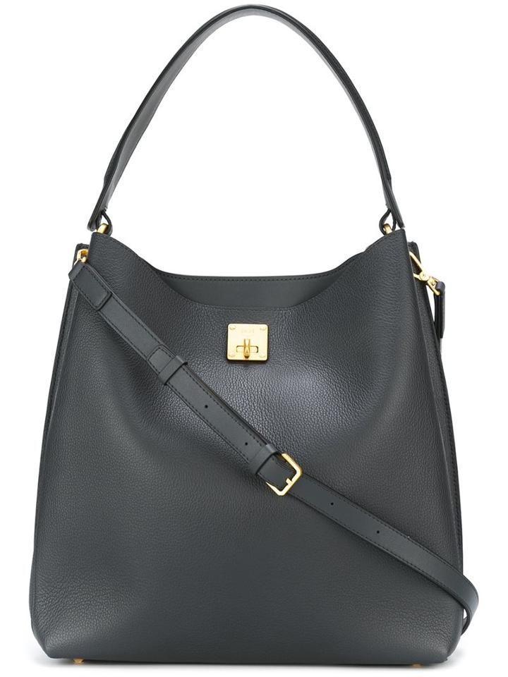 Mcm Flip Lock Shoulder Bag, Women's, Grey