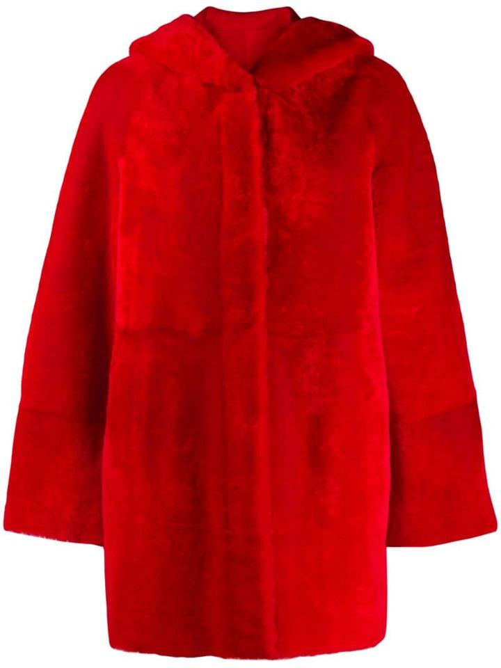 Drome Reversible Faux Fur Coat - Red