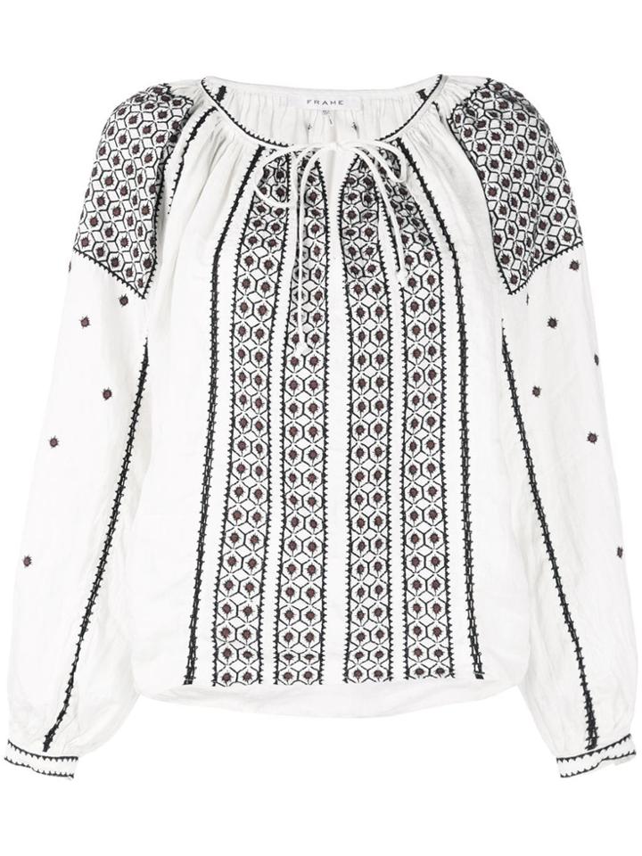 Frame Embroidered Blouse - White