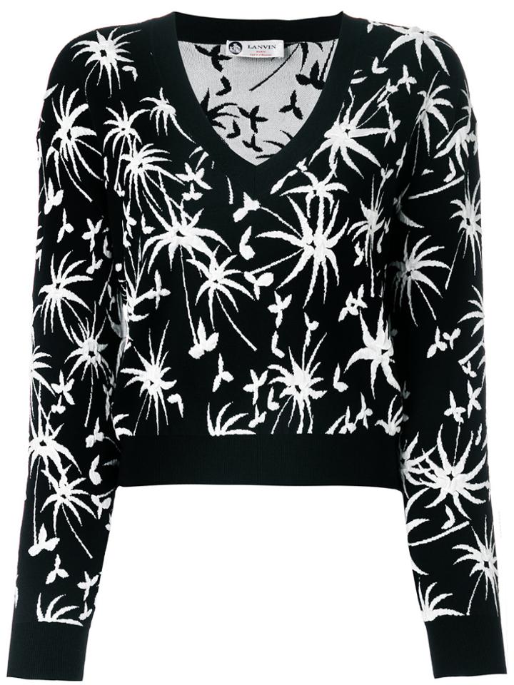 Lanvin Cropped V-neck Jumper - Black