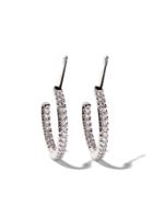 De Beers 18kt White Gold Micropavé Small Hoop Diamond Earrings -