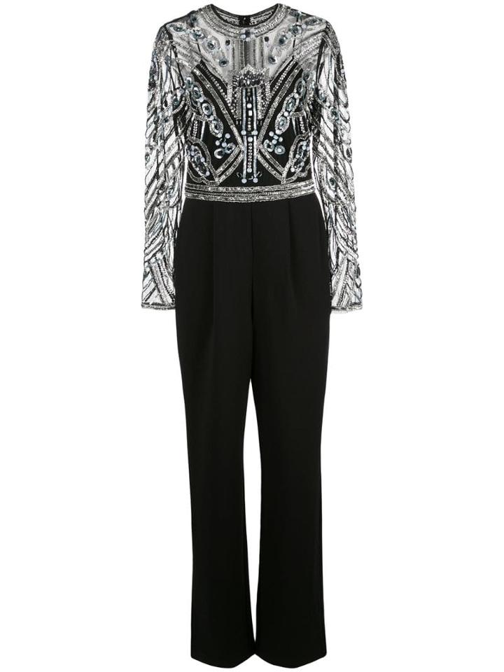 Aidan Mattox Sequinned Panel Jumpsuit - Blue