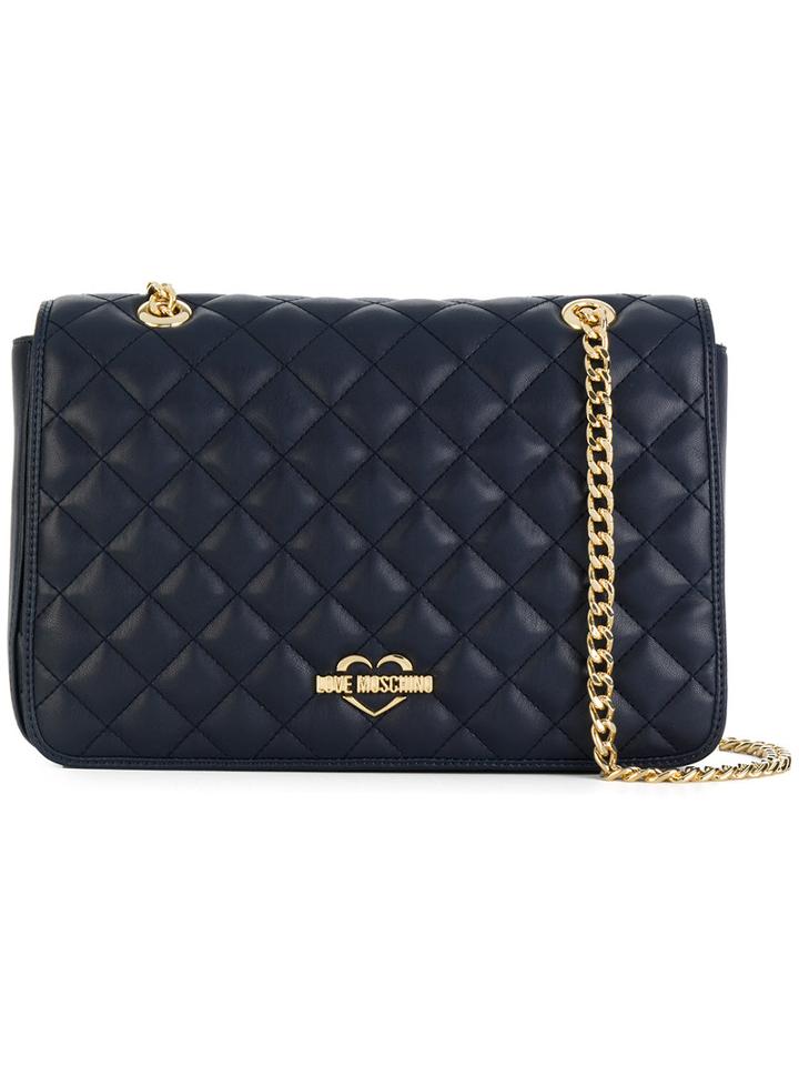 Love Moschino - Quilted Chained Shoulder Bag - Women - Polyurethane - One Size, Blue, Polyurethane