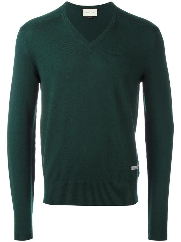 Gucci Classic V-neck Knitted Jumper, Men's, Size: Xxl, Green, Wool