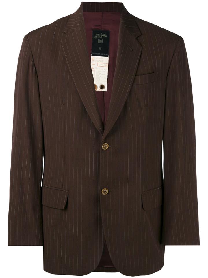 Jean Paul Gaultier Vintage Pinstriped Single Breasted Blazer - Brown