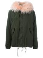 Mr & Mrs Italy Raccoon And Coyote Fur Lined Jacket, Women's, Size: S, Green, Cotton/lamb Skin/coyote Fur/racoon Fur