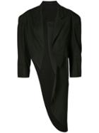 Yohji Yamamoto - Asymmetric-cut Blazer - Women - Cotton/linen/flax - 2, Black, Cotton/linen/flax