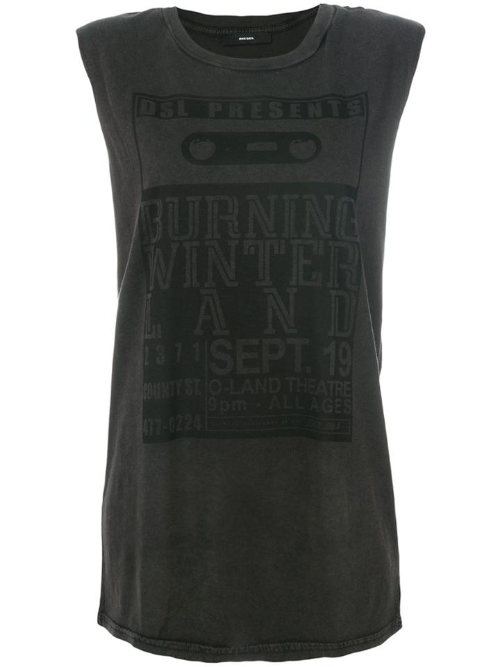 Diesel Long Printed Tank - Grey